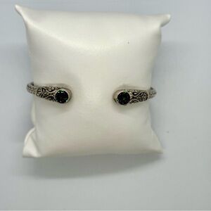 Elegant Silver Bracelet with Green Accents